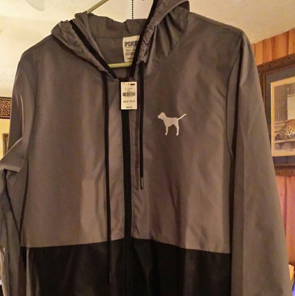 PINK Victoria's Secret Jackets & Blazers - VS ANORAK WITH HOOD, BLACK /GREY / WHITE